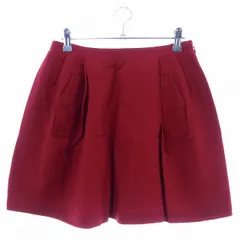 アダムエロペ Adam et Rope' for AUTHENTIC CLOTHES フレアスカート ミニ タック サイドファスナー ウール 無地 36 赤 レッド ボトムス /T2