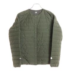 THE NORTH FACE (ザノースフェイス) フロントロゴ ジップアップ ノーカラー キルティング ライトダウンジャケット カーキ NDW92005Z