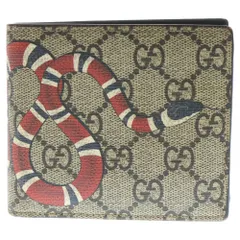 GUCCI (グッチ) GGスプリーム キングスネーク コンパクトウォレット 二つ折り財布 PVC ベージュ 451266