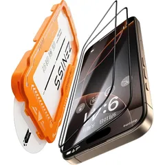 Zeniss iPhone 16 Pro ガラスフィルムに適合する 【米軍規格航空材料&革新的なガイド枠】2枚セット 16 Pro 保護フィルム 耐衝撃・硬度10H 全面保護 気泡レス 自動吸着 貼りやすい アイフォン16 プロ フィルム 超鮮明な画質 高 1