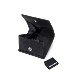 YFFSFDC 小銭入れ メンズ レディース 革 ボックス型 コンパクト 超軽量 小さい ミニ財布 使いやすい ボタン式 コインケース カードケース 通勤のお友に便利 (ブラック) 1