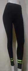 【春夏　送料無料！】レディス　両足首　ロゴプリント　ストレッチ　レギンス（１０分丈）＜黒無地×蛍光色（黄緑）：Ｍサイズ＞3066【ウェスト　平ゴム仕様】【ランニング】【ウォーキング】【スポーツレギンス】【快適ルームウエア】【ワンマイルウェア】