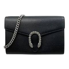 ☆グッチ ショルダーバッグ ディオニュソス チェーンウォレット 401231 レザー タイガーヘッド ブラック シルバー金具 GUCCI