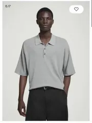 S COS オーバーサイズ リブド ニット ポロシャツ