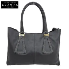 TOD'S トッズ レザー ロゴ刻印 Dスタイリング ハンドバッグ レディース ブラック