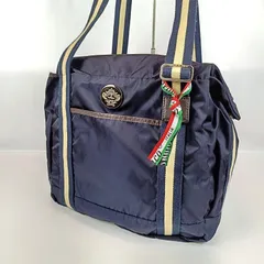 良品 OROBIANCO オロビアンコ トートバッグ ナイロン×レザー 大容量 紺 ネイビーA4収納可能 メンズ ブランド ビジネストート