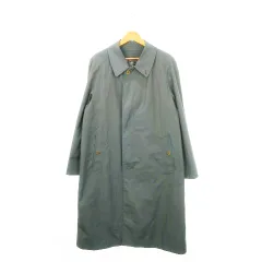 バーバリーズ Burberrys ヴィンテージ ステンカラーコート スプリングコート ロング 比翼 L 緑 グリーン /MN15 ■GY18
