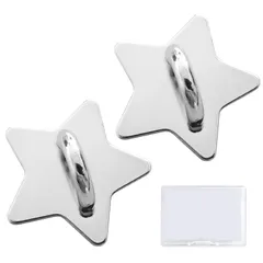 【特価セール】キーリングハンガー 星型 スマホチェーン チェーン パーツ 貼り付け スマホ ケース アクセサリー部品 DIY フック金具 スマホケース用 金属製 シルバー 2個セット