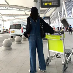 オーバーオール レディース サロペット つなぎ デニム 無地 ブルー ポケット メンズライク こなれ感 オールインワン 大きいサイズ パンツ ボトムス1742746