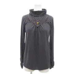 アクシーズファム axes femme 美品 カットソー ロンT タートルネック 長袖 レース装飾 M チャコールグレー /YJ ■GY59