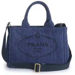 プラダ 1BG439 カナパ 三角ロゴ トライアングル デニム BLEU ブルー 2way ショルダー ハンドバッグ 斜め掛け ゴールド金具 PRADA（未使用　展示品）