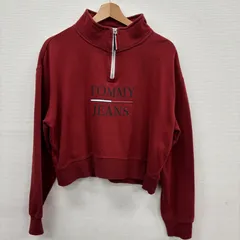 Y111 Tommy Jeans トミージーンズ  1/2 ジップ クロップ プルオーバー バーガンディー L クロップド丈 サンブライドトマト ハーフジップ カジュアル 古着卸 アメリカ仕入