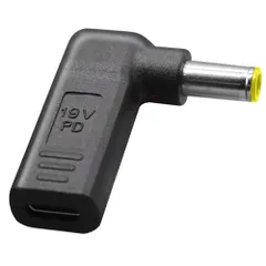 【新着商品】ACアダプター 変換アダプター 1個セット C入力 DC 5.5x2.5mm 変換プラグ C変換プラグ PD 充電 90° 変換 パワー出力 19V ノートパソコン/PD電源アダプタ/PD誘導機能電源の使用に適しています(ブラック)