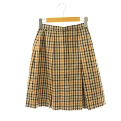 ダックス DAKS スカート s ベージュ ブラウン ハウスチェック柄 プリーツ ミディ丈 膝丈/HK ■ECB001