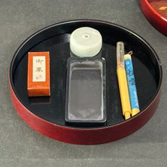 蒔絵 硯箱 ミニ書道セット 硯・墨・筆・水差し