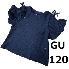 GU　ジーユー　GIRLSカットソーレースオープンショルダーT(半袖)　120