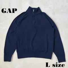 GAP ネイビー　コットン100％ニット ハーフジップ コットンニット Lサイズ ギャップ 綿100％ 紺色のサムネイル