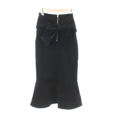 ミーア MIIA スカート F 黒 ブラック リボン結び マーメイドシルエット ミディ丈 /LP ■GY58