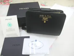 極美品☆未使用級☆プラダ（PRADA）　サフィアーノレザー　二つ折り財布（1ML018）　ブラック　正規品