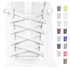 【在庫セール】[Stepace] 2足分(4本) 靴紐 靴ひも ゴム 靴紐 結ばない靴紐 紐 伸びる靴紐 、弾力怠け者靴紐，金属製の留め具の弾力靴紐 大人、子供、お年寄りなどが利用できカジュアルシューズ、革靴、スニーカーなどに適しています幅6mm 長さ120