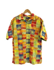ラルフローレン RalphLauren 90s 90’s CALDWELL パッチワーク オープンカラーシャツ 開襟シャツ チェック 裾ポニー 半袖シャツ マルチカラー Lサイズ 101MT-5953