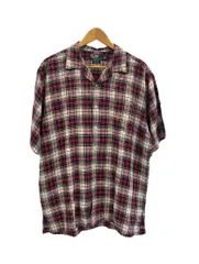 ラルフローレン RalphLauren 90s 90’s CLAYTON オープンカラーシャツ 開襟シャツ チェック リネン 半袖シャツ マルチカラー Mサイズ 101MT-5954