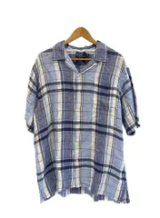 ラルフローレン RalphLauren 90s 90’s CALDWELL オープンカラーシャツ 開襟シャツ リネン チェック 青 半袖シャツ ブルー Lサイズ 101MT-5955