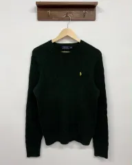 M ポロラルフローレン 緑 コットン ケーブルニット セーター