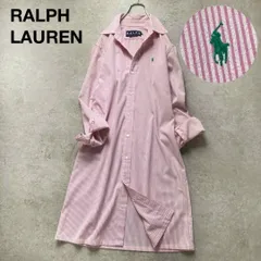 ラルフローレン ヴィンテージ シャツワンピース 長袖 ストライプ ロゴ刺繍 9