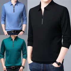 メンズ ハーフジップ 長袖 ポロTシャツ