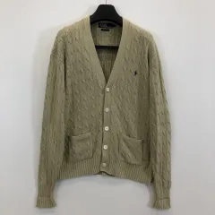 90s ポロ ラルフローレン コットン ケーブル カーディガン 100