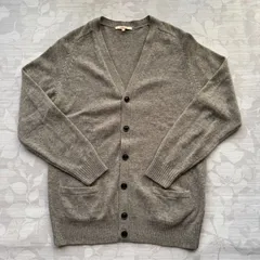 【訳あり】ユニクロ ラムウール100% Vネック カーディガン グレー Lサイズ