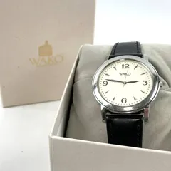 稼働品　新品電池交換済み　WAKO　銀座和光　ワコウ　腕時計　アナログ　白文字盤　3針　レザーベルト　シルバー　ブラック　箱付き　W100のサムネイル