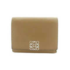 ロエベ LOEWE アナグラム バーティカルウォレット 財布 三つ折り 小銭入れ レザー ベージュ /MI ■OS ■OH