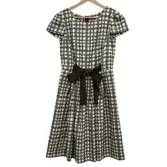 トゥービーシック ワンピース サイズ38 M レディース - アイボリー×ダークブラウン×グレーベージュ クルーネック/半袖/ひざ丈/チェック柄