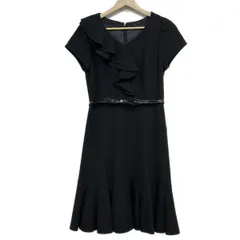 TO BE CHIC(トゥービーシック) ワンピース サイズ40 M レディース美品  - 黒 Vネック/半袖/ロング/フリル