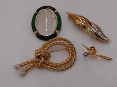 TED LAPIDOUS 白水晶インタリオ含むブローチ おまとめ4点 アンティーク Used 売り切り