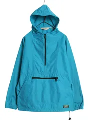 【お得なクーポン配布中!】 80s エルエルビーン ナイロン アノラック パーカー ジャケット メンズ M 程 ヴィンテージ プルオーバー ハーフジップ マンパ フード ブルー