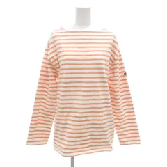 セントジェームス SAINT JAMES カットソー 44～46 白 ホワイト コーラルピンク ボーダー柄 ボートネック 長袖 /NL ■GY61