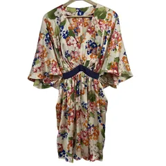 Chesty(チェスティ) ワンピース サイズ0 XS レディース - ベージュ×レッド×マルチ Vネック/半袖/ミニ/花柄