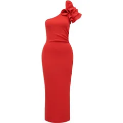 フォーエバーニュー レディース トップス ワンピース ボディコンワンピース フリル Forever New Celeste One Shoulder Ruffle BodyconDress Cherry Tomato