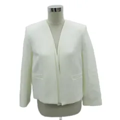 ザラ ZARA ノーカラージャケット S 白 ホワイト 前開き ミドル丈 /YS9 ■GY58