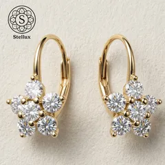 【耳元に咲く、1.2ctの黄金の花束】モアサナイト・ピアス/花・フラワー/シルバー925 S925刻印/イエローゴールド/金属アレルギー対応/VVS1 Dカラー/レディース/プレゼント・ギフトにも◎/誕生日/記念日/ご褒美ジュエリー