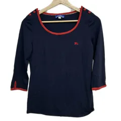 Burberry Blue Label(バーバリーブルーレーベル) 七分袖カットソー サイズ38 M レディース - ダークネイビー×レッド クルーネック