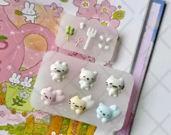 【2点セット】シリコンモールド アニマル　ネイル　ゆるかわ うさぎ くま ねこ レジン