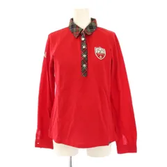 カッパ kappa ゴルフウェア ポロシャツ L 赤 レッド 長袖 レギュラーカラー ハーフボタン バックプリント ワッペン 刺繍 タグ付き /BB ■ECC001