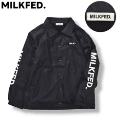【定番】 ミルクフェド MILKFED. コーチ ジャケット ジャンパー ウィンドブレーカー 裏起毛 ロゴ プリント ワッペン ONE ブラック ストリート ガーリー カジュアル ウェア レディース ♪