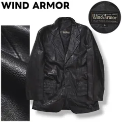 【本革】 90s ヴィンテージ ウィンドアーマー WIND ARMOR イタリア製 生地 羊革 ラム レザー 2B シングル テーラード ジャケット ノッチドラペル ノーベント 総裏地 L ブラック モード レトロ カジュアル メンズ