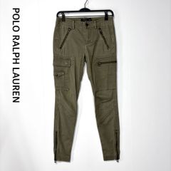 ポロラルフローレン レディース カーゴパンツ スリム スキニー ローライズ カーキ レディース 2サイズ S相当 裾ファスナー