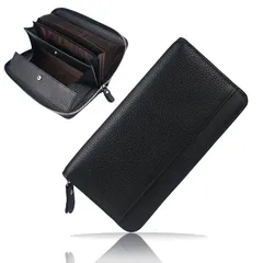 【新品】 [jxleichi] 財布 メンズ 長財布 さいふ 牛革 大容量 25枚カード収納可能 ラウンドファスナー カードケース 本革 スキミング防止 磁気防止 お札入れ 小銭入れ 多機能軽量 防水 男女兼用一流の財布職人が作る 財布20*10.8*2. 1